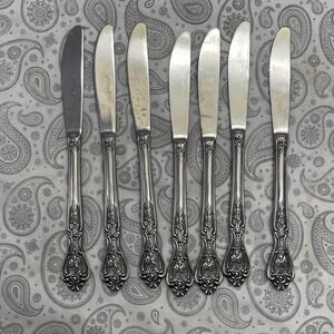 Normandy Rose Stainless Steel Dinner Knives Set of 7 Japan Floral Pattern